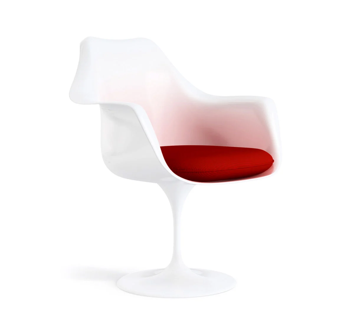 tulip-poltroncina-scocca-bianca-cuscino-rosso-knoll-1